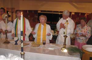 Married priest couples and a bishopess do an Easter Vigil liturgy. Married priest couples and a bishopess do an Easter Vigil liturgy